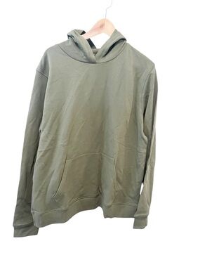 Pact Men’s Olive Green Brushed Fleece Organic Cotton Pullover Hoodie Size Large